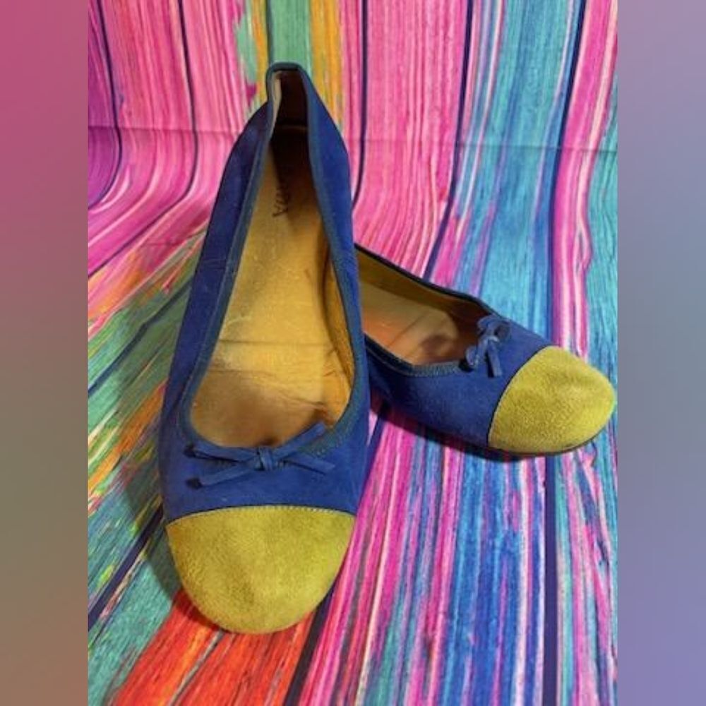 PRADA Green and Blue Suede Flats SIZE US 8 EU 38